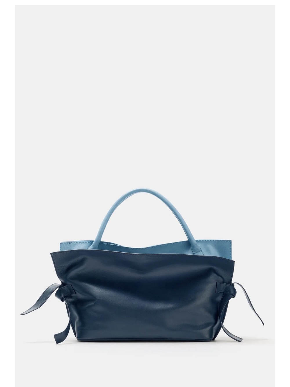 Zara Two-Tone Tote in Navy and Light Blue